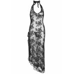 Ensemble 2 pices robe longue et string leg avenue noir