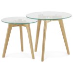 Ensemble de deux tables basses avec plateau en verre transparent 50x50x45 cm guillet Ensemble de deux tables basses avec plateau en verre transparent 50x50x45 cm guillet
