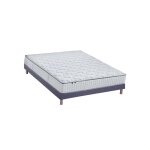 Ensemble matelas ressorts 7 zones cosma + sommier - made in france - sommier bleu denim