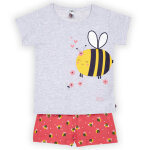 Ensemble pyjama filette haut uni avant imprimé devant et short imprimé gris chiné Ensemble pyjama filette haut uni avant imprimé devant et short imprimé gris chiné