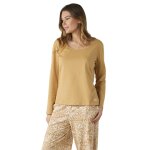 Ensemble de pyjama long femme jaune en coton multicolore