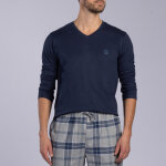 Ensemble et pyjama manche longue - bleu marine en coton bio