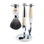 Ensemble rasage gillette fusion proglide ivoire - blaireau + rasoir + support 2 en 1