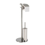 Ensemble wc avec porte papier et brosse intgre, pied en inox massif argent
