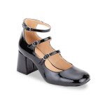 Escarpins femme en cuir noir vernis delphine