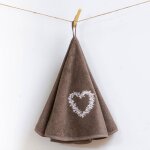Essuie - mains rond brod� coeur �60 cm edelweiss - marron