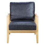 Fauteuil cuir noir pieds frêne naturel Fauteuil cuir noir pieds frêne naturel
