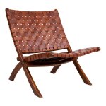 Fauteuil en cuir tress marron faze