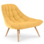 Fauteuil scandinave tissu jaune folley