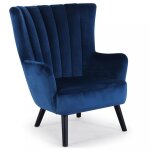 Fauteuil scandinave vidal en velours bleu Fauteuil scandinave vidal en velours bleu