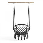 Fauteuil suspendu en macram noir 80x60x110 cm coco