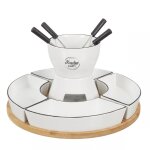 Fondue coffret support bambou coupelle