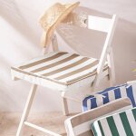 Galette de chaise d'ext�rieur ray�e pornic outdoor beige
