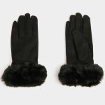 Gants � d�tails fourrure noirs