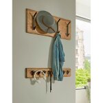 Garderobe murale en bois et 4 crochets en mtal noir