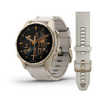 Garmin - 010 - 02903 - 40 f?nix 8 amoled - sapphire, soft gold avec bracelet cuir beige cr�me + bracelet ...