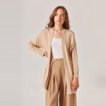 Gilet long à poche beige en viscose Gilet long à poche beige en viscose