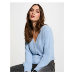 Gilet manches longues  dtails ajours bleu ciel
