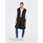 Gilet matelass capuche manches longues cordon de serrage  la taille noir en nylon