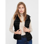Gilet matelass col montant haut sans manches cordon de serrage  la taille noir en nylon