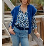 Gilet sade bleu en mohair Gilet sade bleu en mohair