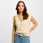 Gilet sans manches ivoire en coton