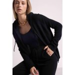 Gilet zippe capuche femme zuma en cachemire noir