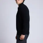 Gilet zipp col montant noir et gris en cachemire