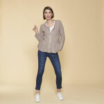 Gilet zipp manches longues bas volant femme - sable beige