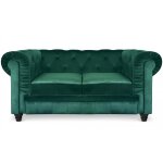 Grand canapé chesterfield 2 places velours vert angol Grand canapé chesterfield 2 places velours vert angol