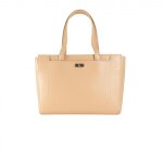 Grand sac cabas cuir de buffle - finitions argent pour femme rose nude - samba - buni