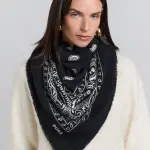 Grande echarpe bandana noir en cachemire