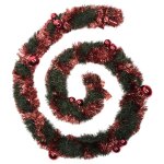 Guirlande de nol verte boules rouges en plastique