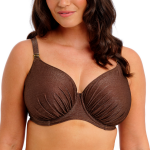 Haut de bikini � bonnets couvrants fronc�s sabana marron