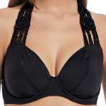 Haut de maillot de bain tour de cou � armatures noir macrame