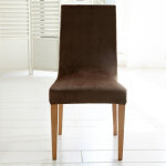 Housse de chaise extensible ame. polar marron chocolat