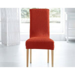 Housse de chaise extensible tissage en relief - terracotta Housse de chaise extensible tissage en relief - terracotta