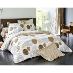 Housse de couette pastilles ray�es - beige