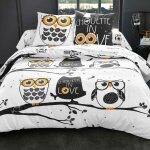 Housse de couette chouette in love gris