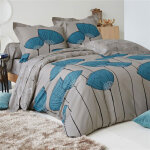 Housse de couette coquelicots blue - beige Housse de couette coquelicots blue - beige