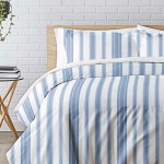 Housse de couette coton markus - bleu / blanc