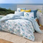 Housse de couette en coton r�versible moussaillon - blanc / bleu