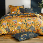 Housse de couette en coton r�versible jardin extraordinaire - jaune moutarde