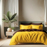 Housse de couette coton tertio ; - curry / chocolat