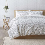 Housse de couette coton tree life - blanc et gris