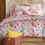 Housse de couette en coton vibrante motif fleurs exotiques multicolore