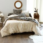 Housse de couette flanelle r�versible dr. topo effet bois - beige