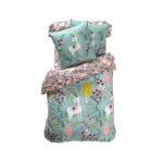 Housse de couette enfant en coton r�versible licorne - bleu