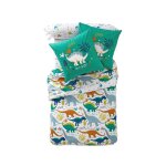 Housse de couette enfant rversible t rex multicolore en coton