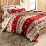 Housse de couette flanelle c?ur de flocon - rouge